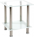 HAKU M&ouml;bel Side Table Stainless Steel White Stainless Steel Safety Glass Dimensions W 40 cm x H 46 cm x D 40 cm Style: Modern