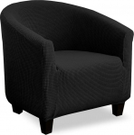 Club Chair Cover Stretch Sofa Slipcover 1 Piece Couch Furniture Protector Jacquard Spandex Armchair Covers (Black)