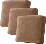 H.VERSAILTEX Samt-Stretch-Couch-Kissenbezug, Pl&uuml;schkissen, Schonbezug f&uuml;r Stuhl, Loveseat Sofa, M&ouml;belschutz, Sitzkissen, Sofabezug (3 St&uuml;ck, XL-Sofakissenbez&uuml;ge, Kamel)