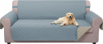 U-NICE HOME Gro&szlig;er Sofabezug, wendbar, Couchbezug f&uuml;r Hunde, mit elastischen B&auml;ndern, wasserabweisend, M&ouml;belschutz f&uuml;r Haustiere, Couchbezug f&uuml;r 4 Kissen, Couch (&uuml;bergro&szlig;es Sofa, Hellblau/Elfenbein)