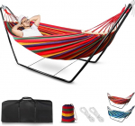 Hammock koos raamiga, aed Outdoor Hammocks t&auml;iskasvanutele 200 x 150 cm, Double Hammocks koos kandekotiga, ideaalne telkimiseks reisimiseks taustal, maksimaalne kandev&otilde;ime 450 lbs
