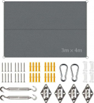 Markiis 3 x 4 m koos kinnitustega, Ristk&uuml;likukujuline markiis, r&otilde;dule, UV-kaitse, p&auml;ikesekaitse, rebenemiskindel, ilmastikukindel, terrassile, aeda, basseini jaoks.