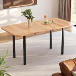 Merax Dining Table, Extendable Dining Room Table, Modern Kitchen Table with High-Strength Alloy Support, for Living Room and Dining Room, for 4-6 People, 120/160 L x 80 W x 75 H cm, Wood Colour