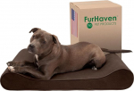 Furhaven jahutav geelvoodi suurtele ja keskmistele koertele koos eemaldatava pestava kattega kuni 17,2 kg kaaluvatele koertele - Micro Velvet Luxury Recliner Mattress - Espresso, Large