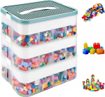 JMIATRY hoiukastid kaanega, 30,5 x 23 x 32,5 cm, 3 tasandi kastid, l&auml;bipaistev sorteerimiskast, virnastuskastid, organiseerimiskastid ehitusplokkide ja m&otilde;istatuste jaoks