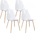 CangLong komplekt 4 kodutoolist kaasaegne l&auml;bipaistev pol&uuml;karbonaat vastupidav s&ouml;&ouml;gituba toolid metallist jalad k&ouml;&ouml;gi s&ouml;&ouml;gituba & Gardon