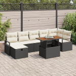 Rantry 8-teiliges Garten-Sofa-Set mit Kissen Schwarz Poly-Rattan, 2-Sitzer Garten-Sofa mit Stauraum und Kissen Schwarz Poly-Rattan Gartenlounge Model3361334