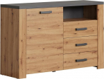 trendteam smart living - Follow - Sideboard - Tamm / Antratsiit - Praktiliste t&auml;isv&auml;ljundiga sahtlitega kapp - (B x K x S) 127 x 83 x 40 cm - Mitmeotstarbeline kapp elegantse halli tagak&uuml;ljega
