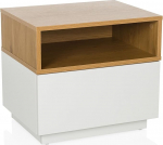 Melmo &ouml;&ouml;kapp sahtliga, k&uuml;ljelaud avatud riiuliga, v&auml;ike &ouml;&ouml;kapp, valge / tammepuust valmistatud