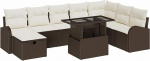 9-teiliges Garten-Sofa-Set mit Kissen Braun Poly-Rattan Gartenlounge Model3361107