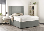 Bed Centre Manhattan Memory Foam Divan Set with Mattress, 2 Drawers (Same Side) and Headboard (Small Double (120 x 190 cm) Silver
