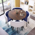 Moderne B&uuml;roempfang M&ouml;bel Runde Tisch und Stuhlkombination f&uuml;r K&uuml;che Esszimmer Sets 1 Tisch mit 4 St&uuml;hlen Platz sparende Design Easy Assembly ideal f&uuml;r Lounge oder Wohnzimmer