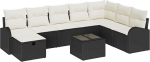 9-teiliges Garten Diivan Set mit Kissen Schwarz Poly Rattan Gartenlounge Model3359136