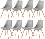 Komplekt 8 moodsast polsterdatud toolist, s&ouml;&ouml;gitoolid, k&ouml;&ouml;gitoolid, elutoa toolid, konverentsiruumi toolid, magamistoolid, t&auml;ispuidust ja p&ouml;&ouml;gist jalad, hall