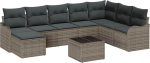8-teiliges Garten Sofa Set mit Kissen in Schwarz Poly Rattan, 2-Sitzer Garten Sofa mit Kissen in Grau Poly Rattan Gartenlounge Model3345829