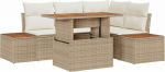 5-teiliges Garten-Sofa-Set mit Kissen Beige Poly-Rattan Gartenlounge Model3358805