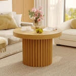 DAZAGCE &uuml;mmargune kohvilaud, talumajapidamise kohvilaud ribilise trummi alusega, puidust aktsentide kesklaud, minimalistlik teelaud kompaktse disainiga, elutoa m&ouml;&ouml;bel, naturaalne