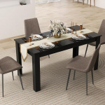 Mocha puidust s&ouml;&ouml;gilaud 4-6-kohaline ristk&uuml;likukujuline s&ouml;&ouml;gilaud kaasaegne k&ouml;&ouml;gilaud L-kujuliste jalgadega, 150kg kandev&otilde;ime, talumajapidamise s&ouml;&ouml;gilaud s&ouml;&ouml;gituppa, elutuppa, must