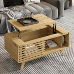 Kohvilaud t&otilde;stetava lauaga, ristk&uuml;likukujuline kohvilaud koos hoiuruumi ja avatud riiuliga, kaasaegne talumajapidamise elutoa laudm&ouml;&ouml;bel