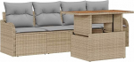 5-teiliges Garten Sofa Set mit Kissen Beiges Poly Rattan, 2-Sitzer Garten Sofa mit Stauraum und Kissen Beiges Poly Rattan Gartenlounge Model3358128