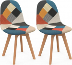 IDMarket - 2 Sara skandinaavia tooli komplekt, mis on eri v&auml;rvi ja Patchwork mustriga