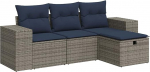 Garten-Sofagarnitur Set mit Stauraum & Fu&szlig;hocker - PE-Rattan, 55x53x34 cm, f&uuml;r Terrasse und Innenhof Model3325657