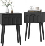 LAATOOREE Voodipoolne laud 2-st, v&auml;ike voodipoolne laud kaarega uksega, puidust jalgadega k&uuml;ljelaud magamistuppa, v&auml;ikesesse ruumi (must)