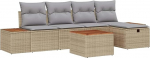 6-teiliges Garten-Sofaset mit Kissen Beige Poly Rattan Gartenlounge Model3359627