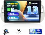 [2+64G] SIXWIN Android 13 autoraadio Fiat 500 2007-2015 koos Carplay / Android Car, 9-tolline mahtuvuslik puuteekraan koos WiFi GPS Bluetooth FM / RDS EQ + tagurduskaamera