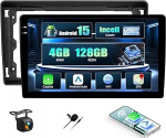 CAMECHO 4+128G 9-tolline satelliitnavigatsiooniga autoraadio Ford Fiesta Focus Transit Connect Kuga Mondeo Smax koos tagantj&auml;rele vaatekaameraga, Android 15 juhtmevaba Carplay Android auto Bluetooth raadio WiFi GPS FM/RDS +