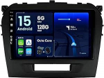 6G+128G - Android 15 IPS autoraadio sobib Suzuki Vitara (2014-2020) - Wireless CarPlay/Android Car/DSP - LED kaamera ja mikrofon - 9-tolline 2 DIN - DAB roolijuhtimispult kiire boot 360 kaamera WiFi