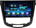 Autoradio Android 15 Nissan Qashqai J11 X-Trail T32 2014-2018 Sisseehitatud DAB+ Carplay/Android Car/DSP -4G+64G - Kaamera + mikrofon - 10-tolline IPS 2 DIN roolijuhtimispult RDS WiFi BT DAB 360