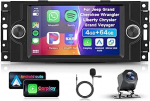 4G 64G VECHTEL 7-tolline Bluetooth autoraadio Jeep Compass Chrysler 300C PT Cruiser Grand Cherokee Dodge RAM 1500 2500 Carplay Android auto, WiFi GPS, Mirror Link, RDS/FM raadio 2 DIN koos AHD tagantvaatega