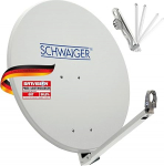 SCHWAIGER satelliidiantenn 80 cm Alumiiniumist helehall SAT Offset antenn LNB tugivarre Eelnevalt paigaldatud kaablijuhik Multifeed Sobiv ilmastikukindel professionaalne reflektor 38,5 dB maksimaalne vastuv&otilde;tuv&otilde;ime