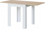 Habitdesign Livre Extendable Side Table Kitchen Table in Arctic White and Canadian Oak Finish - 67-134cm (W) x 67cm (D) x 79cm (H)