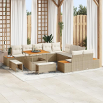 Rantry 13-teiliges Garten Sofa Set mit Kissen Beige Poly Rattan Akazie Gartenlounge Model3362966