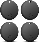 4 x Air Tag Android, Google Find My Device (ainult Android), Bluetooth Smart Tag pagasi / v&otilde;tmete / kohvri / k&auml;ekoti / koti / koti jaoks (4 t&uuml;kki, must-ringikujuline).