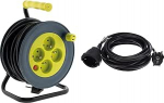 Zenitech - 4 pistikupesaga kaablirull - 15 m (3G1 mm&sup2;) Must & REV pikenduskaabel 5 m, pikendus 3680 W, toitekaabel H05VV-F, Must
