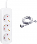 Meister 3-Way Power Strip - 3 m kaabel - valge - plastkaabel ja kaitsekontaktide pikendus - 5 m kaabel - valge - plastkaabel