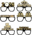 Aastavahetuse kaunistused 2025 Peoklaasid lastele ja t&auml;iskasvanutele, 6 t&uuml;kki 2025 Happy New Year Glasses 2025 Photo Booth Props Novelty Glasses Party Favor for New Year's Eve Party Supplies 2025