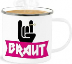 Shirtracer Emaille Becher Blechbecher - Statement - Braut - Rock Metal - 300 ml - Wei&szlig; Silber - statements frohes neues jahr new year mit