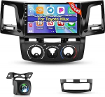 NHOPEEW 2G + 64G Android autoradio Toyota Hilux 2005-2014 - Traadita Carplay & Android auto - 9-tolline Android stereo koos WiFi EQ GPS Mirror Link FM RDS + AHD tahavaate kaamera ja mikrofoniga