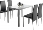 Momma Home Melbourne Table and Chairs Set - 4 Chairs - Fixed Table - Glass Top - Living Room and Kitchen - Very Elegant - Modern Design