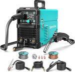 145A MIG Welding Machine 220V Flux MIG/Lift TIG/MMA 3-in-1 Cored Wire Welding Machine Without Gas IGBT Inverter Welding Machine with Synergic Wire Feed Digital Display for Professionals Beginners