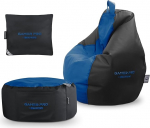 Happers Gaming Set Blue Gaming Bean Bag Pro + Stool + Cushion