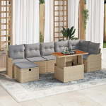 Rantry 8-teiliges Garten Sofa Set mit Kissen beige Poly Rattan, 2-Sitzer Garten Sofa mit Kissen beige Poly Rattan Gartenlounge Model3359948
