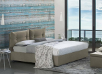Talamo Italia - Angelica Square and Half Bed, Container Bed with Fabric Cover, 100% Made in Italy, Front Opening, Includes Mattress Cm 120x190, Turtledove