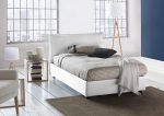 Talamo Italia - Desir&eacute;e Double Bed with Fabric Cover, 100% Made in Italy, Front Opening + Mattress 120 x 190 cm, White