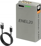 EN-EL20 EN-EL20a USB C aku ja USB-C laadimiskaabel Nikon Coolpix P1100, P1000, P950, Coolpix A, 1 J1, 1 J2, 1 J3, 1 S1, 1 V3, DL24-500, 1 AW1 digikaamerale
