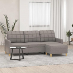 ZEYUAN 3-Sitzer-Sofa mit Hocker Taupe 180 cm Stoff, Sofas & Couches, Sofa Wohnzimmer, Sofa F&uuml;r Jugendzimmer, Relaxsofa, Sofa F&uuml;r Schlafzimmer, Polstersofa 3201008